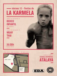 Fiestas de la Karmela 2019 | Puente de Vallecas | Madrid | 11-14/07/2019 | Cartel Talleres de Boxeo infantil y Muay thai