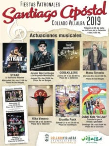 Fiestas de Santiago Apóstol 2019 | Collado Villalba | Comunidad de Madrid | 24-28/07/2019 | Cartel conciertos