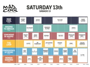 Mad Cool Festival 2019 | Pabellón 1 de IFEMA | Valdebebas | Madrid | 11-13/07/2019 | Programación Sábado 13