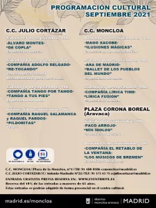 Programación cultural de Moncloa-Aravaca | Septiembre 2021 | Cartel