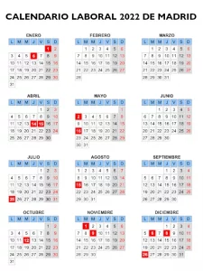 Calendario laboral 2022 de Madrid